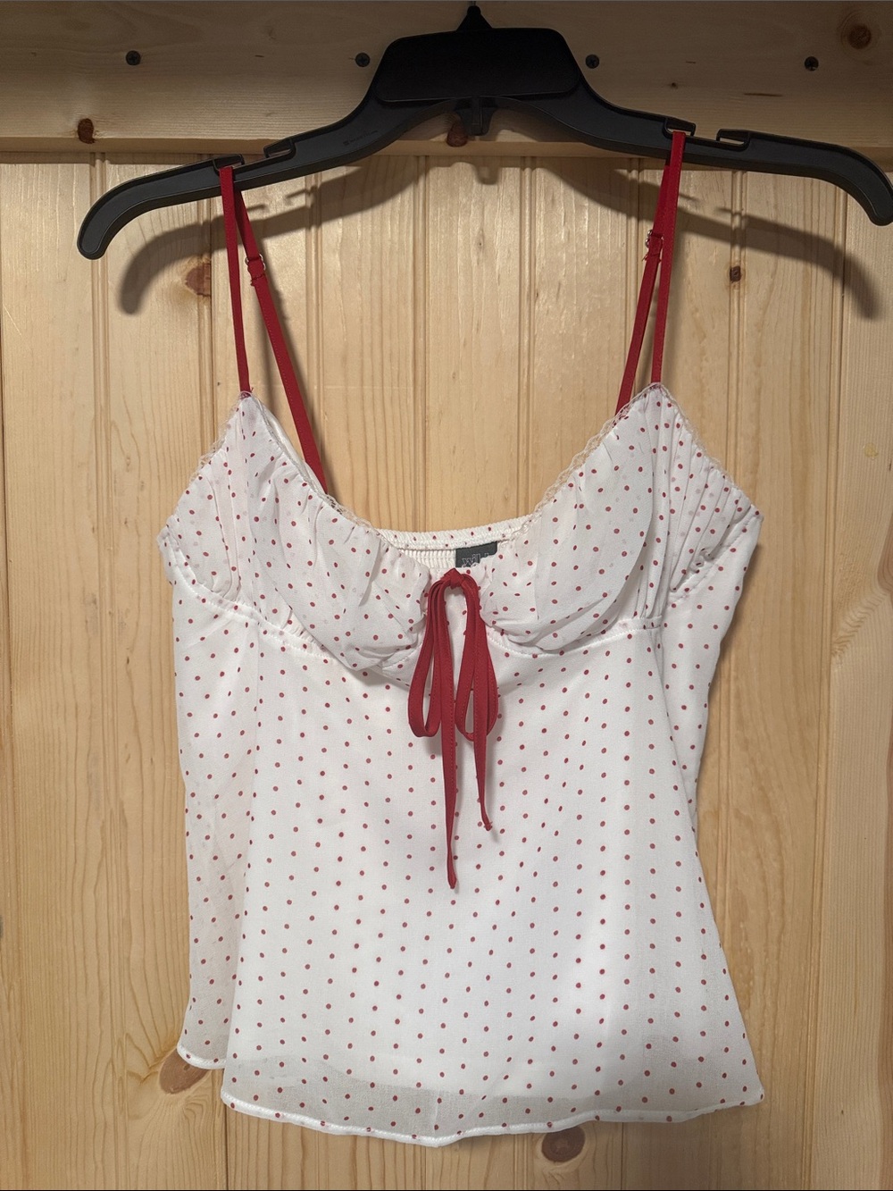 wild fable White Cami with Red Polka Dots and Red Tie